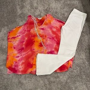 Umgee oversized cold shoulder tie dye top